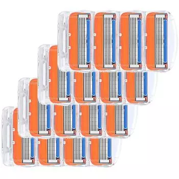 16 шт. бритвенных лезвий для мужчин, уход за лицом, 5 слоев, кассета для бритья, нержавеющая сталь, безопасное лезвие, костюм для Gillettee Fusione 16pcs