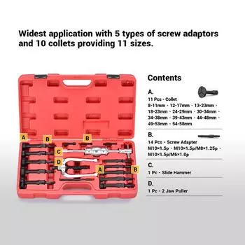 16 шт. цанговый подшипник с глухим отверстием, комплект съемника уплотнений и съемника внутреннего подшипника, скользящий молоток 16 PCS