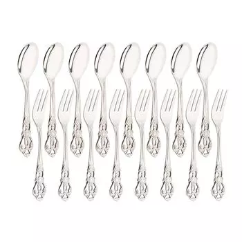 16 шт., чайная ложка из нержавеющей стали и набор вилок для фруктов, послеобеденный чай, маленькая десертная ложка, вилка, кухонная посуда, посуда в западном стиле серебряный