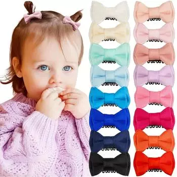 16 шт. Детские заколки для волос для девочек, однотонные заколки-автоматы для детей, детские банты для волос, сшитые вручную гребни для волос для детей, аксессуары для волос