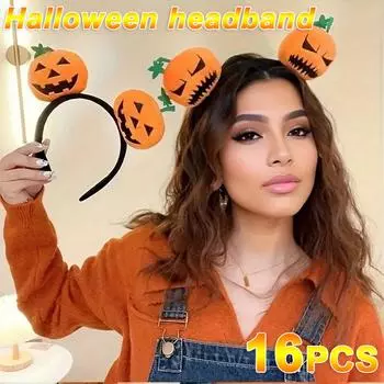 16 шт. Хэллоуин жуткие тыквы резинки для волос необычные милые повязки на голову для женщин 2025 Хэллоуин вечеринка шпилька украшение головной убор
