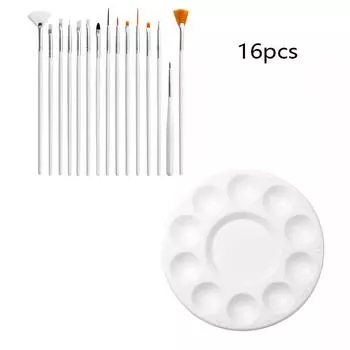16 шт., инструмент для рисования мандалы, пластиковый столб, многофункциональная комбинированная кисть для дизайна ногтей, набор кистей с крючком и линейными ручками розовый