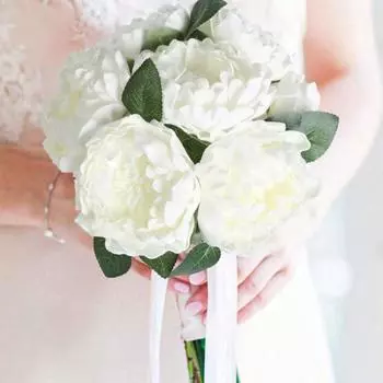 16 шт. искусственных цветов, цветущий пион, искусственный пион со стеблем для свадебного букета своими руками, центрального элемента, композиции для приема, вечеринки, детского душа, домашнего декора белый