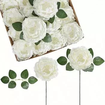 16 шт. искусственных пионов, цветущих пионов, искусственных пионов со стеблем для свадебного букета своими руками, центрального элемента, композиции для приема, вечеринки, детского душа, домашнего декора белый