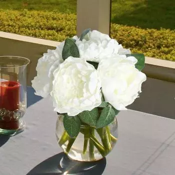 16 шт. искусственных пионов, цветущих пионов, искусственных пионов со стеблем для свадебного букета своими руками, центрального элемента, композиции для приема, вечеринки, детского душа, домашнего декора белый