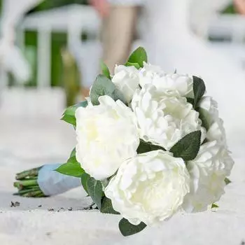 16 шт. искусственных пионов со стеблем, цветущий пион, искусственный пион для свадебного букета своими руками, центральный элемент, композиция для приема, вечеринки, детского душа, домашнего декора белый