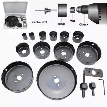 16 шт./компл. деревообрабатывающая пила для открывания отверстий, сверлильный инструмент из углеродистой стали, комплект для резки, электрическая дрель, набор аксессуаров