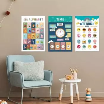 16 шт./компл. образовательный плакат алфавит цифры животные цвет погода обучение детский сад дошкольное раннее образование настенное украшение Sets