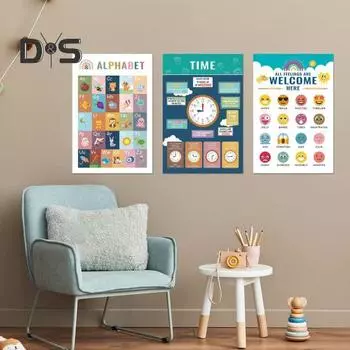 16 шт./компл. образовательный плакат алфавит цифры животные цвет погода обучение детский сад дошкольное раннее образование настенное украшение Sets
