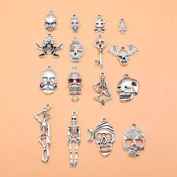 16 шт./компл. Подвески в виде черепа и скелета, принадлежности для изготовления ювелирных изделий, ремесла, тренд