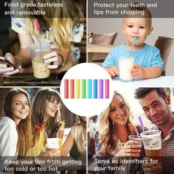 16 шт./компл., яркие цветные соломинки с силиконовыми наконечниками, устойчивые к ржавчине металлические трубочки, которые можно мыть в посудомоечной машине, соломинки для питья с чистящей щеткой разноцветный