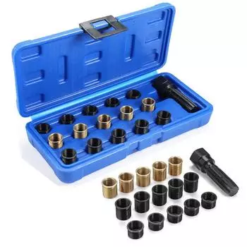 16 шт. комплект для восстановления резьбы свечей зажигания, инструмент для ремонта головки блока цилиндров, вставка резьбы, развертка