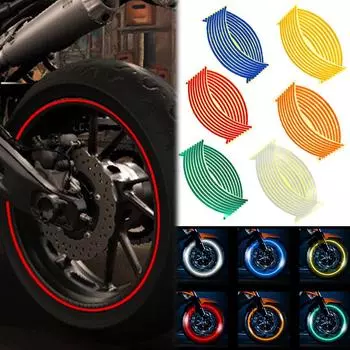 16 шт./комплект светоотражающих наклеек на колеса мотоцикла, автомобильные шины, светоотражающие полоски обода для мотоцикла, наклейки для автомобиля Yamaha Kawasaki жёлтый