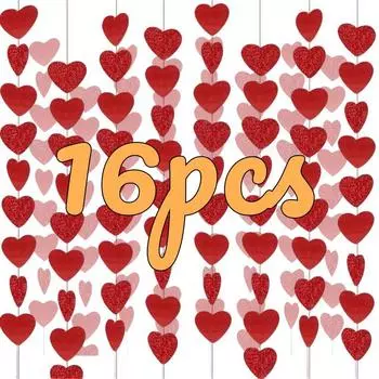 16 шт. Красная гирлянда в форме сердца, сделай сам, романтическая сцена, декор для Дня святого Валентина, баннера, годовщины, любовного украшения, подарка