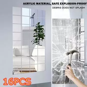 16 шт./лот, плоская зеркальная наклейка типа пасты на экологически чистой антивозрастной домашней палке 8PCS