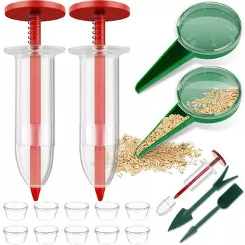 16 шт. Маленький разбрасыватель семян Мини-сеялка для семян Сеялка с 2 инструментами для пересадки Ручная ручная семенная сеялка для моркови 16pcs one set