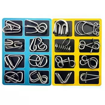 16 шт., металлическая проволока, игрушка-головоломка, игра-головоломка, тест на интеллект, кольцо, детский подарок серебряный