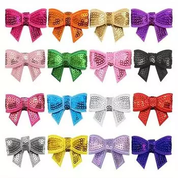 16 шт. Мини-бантики с пайетками, блестящие, маленькие, красные бантики, аппликации, вышитые утюгом, для одежды, сумок, курток, джинсов, сделай сам, для творчества, на День святого Валентина 16Pcs