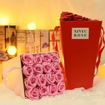 16 шт. Мыло Букет Розы Ванна Для Тела Цветочные Лепестки Ароматическое Мыло Подарок Подруге Жене Свадьба День Святого Валентина Женский День розовый