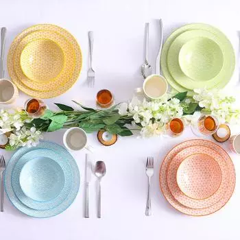16 шт., набор керамической посуды, тарелка из костяного фарфора, богемская миска, обеденное блюдо, фарфоровые домашние кухонные принадлежности, набор столовых приборов