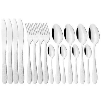 16 шт., набор посуды из нержавеющей стали, красочный набор столовых приборов, ножи, вилка, чайная ложка, набор посуды, кухонные столовые приборы, набор столового серебра серебряный