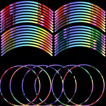 16 шт. наклеек на колеса мотоцикла, светоотражающая лента для обода мотоцикла, наклейка на колеса мотоцикла, аксессуар для мотоцикла 17 дюймов, цветная для Honda Kawasaki