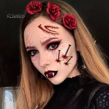 16 шт. наклейки для татуировки шрам на Хэллоуин, реалистичные 3D временные наклейки для косплея, боди-арт для детей и взрослых, водонепроницаемые наклейки для татуировки на палец на Хэллоуин Sets