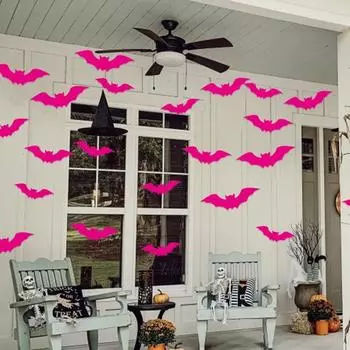 16 шт. наклейки на стену на Хэллоуин, жуткие 3D-наклейки с изображением летучей мыши, долговечные настенные наклейки для зелёный