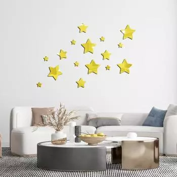 16 шт. наклейки на стену пятиугольная звезда зеркало цветные глянцевые текстурированные наклейки на стены для золотистый