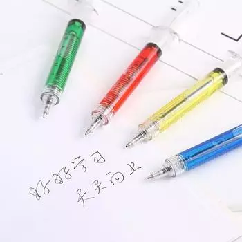 16 шт. Новинка, шприц-ручка, шприц необычной формы, симпатичная канцелярская шариковая ручка, пуля 5 мм, автоматическая заправляемая шариковая ручка 8 Colors Mixed чёрный
