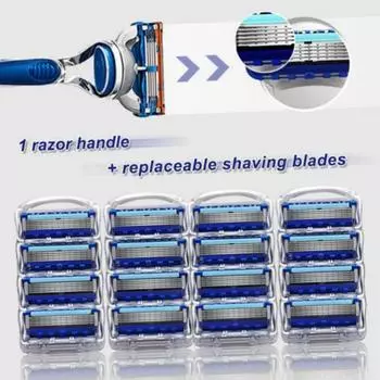 16 шт. опасная бритва для мужчин, лезвия для бритвенного станка для Gillettee Fusione 5, безопасный чехол для бритья, сменные кассеты 16PCS