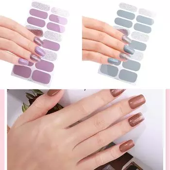 16 шт. полуотверждаемые полоски для ногтей наклейки для ногтей долговечные обертывания для ногтей 532