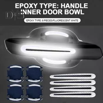 16 шт., предупреждающие о безопасности автомобиля, светоотражающие наклейки, 3D заметные самоклеящиеся противоскользящие, отличная липкость, дверная ручка, наклейка на зеркало заднего вида, универсальная белый