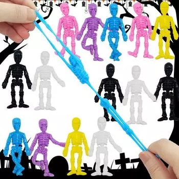 16 шт., растягивающийся скелет человека на Хэллоуин, детские сувениры для вечеринок, мягкая резиновая кукла-зомби, игрушка для снятия стресса, подарки на Хэллоуин 16pcs разноцветный