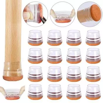 16 шт., резиновые накладки на ножки стола, колпачки на ножки стула, круглые квадратные защитные коврики для пола, мебельные накладки, ползунки с обернутым фетровым дном Diameter 22-30mm