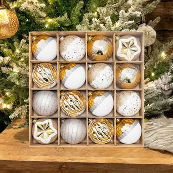 16 шт. Рождественские шары, украшения для елки, подвесные украшения на год Red White