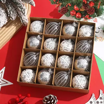 16 шт. Рождественские шары, украшения, подвески, декоративные подвески, безделушки для дерева серебряный