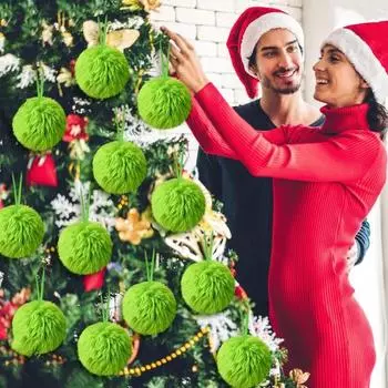 16 шт. Рождественские зеленые шары, пушистые шары, подвесные украшения для елки, искусственный мех