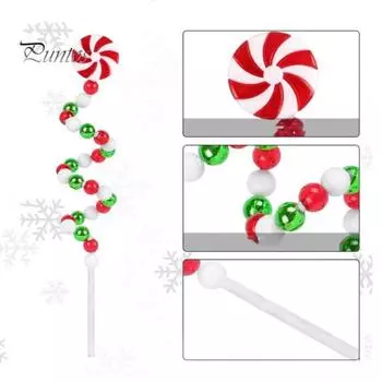 16 шт. Рождественский фигурный шпаж в форме конфеты, пластиковое украшение для рождественской елки, украшения для украшения елки своими руками, принадлежности для вечеринок, декор для дома, вазы зелёный/белый