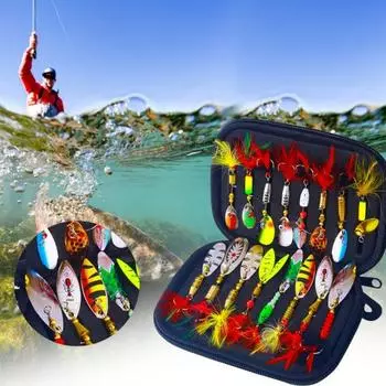 16 шт., рыболовная приманка, спиннербейт с коробкой для хранения, дизайн тройного крючка, яркий цвет, реалистичная спиннерная приманка, набор искусственных приманок