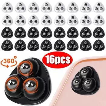 16 шт. самоклеящиеся роликовые мини-поворотные колеса универсальные колеса из нержавеющей стали 360° вращающийся шкив для мебели мусорные баки white 4pcs