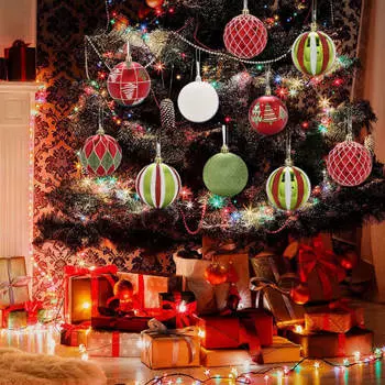 16 шт. шаров для рождественской елки, украшения, аксессуары для самостоятельного изготовления, небьющиеся 8 см, цветные печатные пластиковые шары для праздничной вечеринки, макет сцены, рождественские шары для дома 8 cm