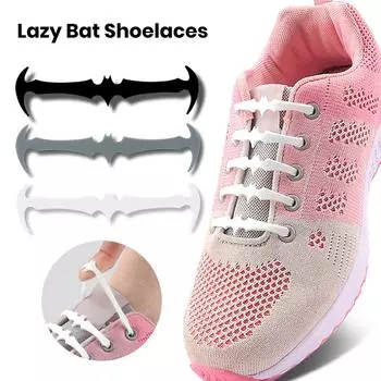 16 шт. шнурки в форме летучей мыши, не нужно стирать, без завязок, эластичные, очень прочные, силиконовые, для детей и взрослых, унисекс, ленивые шнурки, застежки для обуви серый