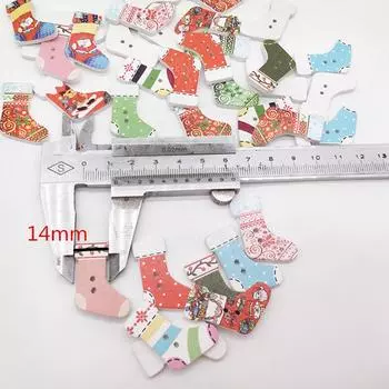 16 шт. смешанные деревянные пуговицы с рождественским узором, пуговицы для скрапбукинга, аксессуары для одежды, аксессуары 30x21mm 16 Colors 16pcs разноцветный