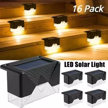 16 шт. солнечные светодиодные наружные палубные светильники, водонепроницаемые ступеньки, лестничные фонари, садовый декор, лампа для дорожки во дворе 1 PCS белый