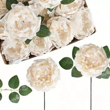 16 шт. свадебный букет цветущий пион искусственный пион поддельный пион со стеблем для самостоятельного украшения центрального приема вечеринки детского душа домашний декор белый