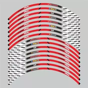 16 шт. светоотражающие наклейки на колеса мотоцикла 17 18 , наклейка на автомобильное колесо, лента для обода колеса, полоски для обода для мотоцикла Honda Kawasaki