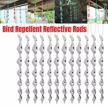 16 шт. светоотражающие стержни для отпугивания птиц 30 см, отпугиватель птиц, спиральный вращающийся стержень, подвесные украшения для домашнего садового декора 2PCS серебряный