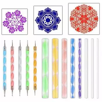 16 шт точечная живопись Мандала камни трафареты для рисования акриловые стержни шариковый стилус