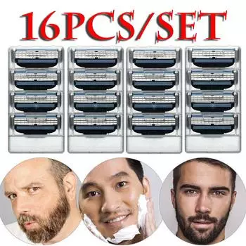 16 шт./уп. Мужские лезвия для безопасной бритвы Лезвия для бритья Кассета для ручного бритья для Gillettee Mache 3